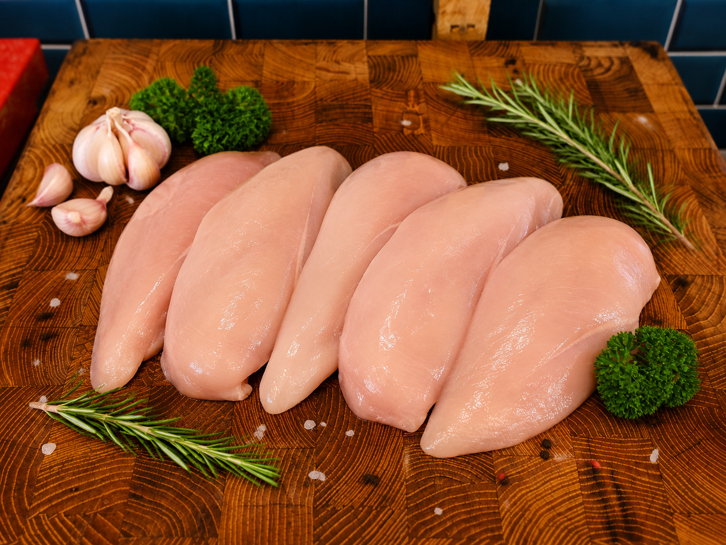 Free Range Chicken Breast Fillets from Creedy Carver in Devon, available in packs of 2 or 10 from The Farmers Butcher.