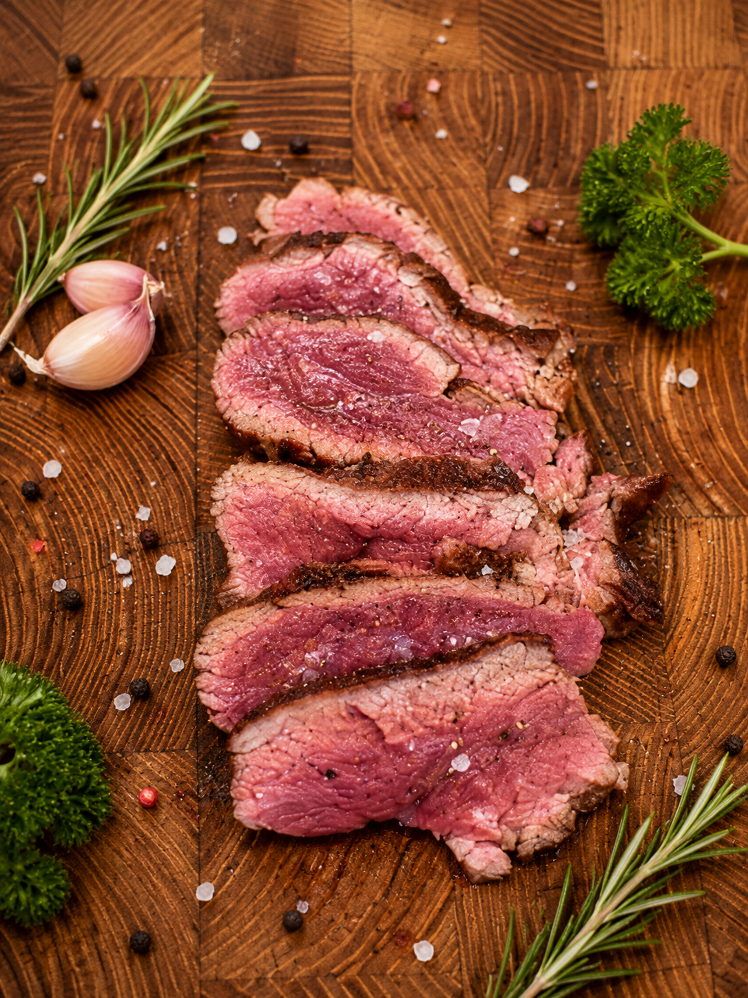 Two 8oz Beef Bavette Steaks prepared by The Farmers Butcher, ideal for pan frying or barbecuing.